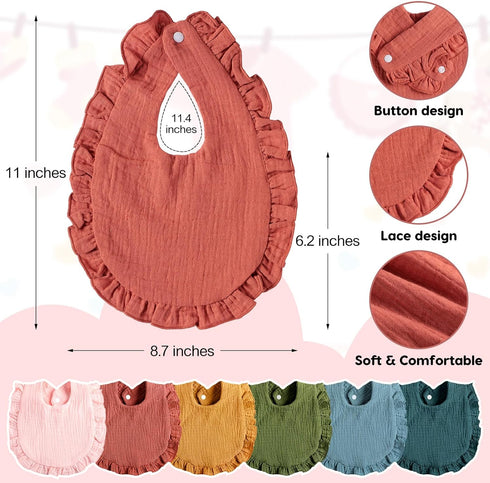 12 Set Newcotte Pcs Baby Muslin Bibs and Burp Cloths Cotton Absorbent Baby Bibs Burping Cloths for Toddler Unisex Girls