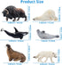 12PCS 4-7" Set Toymany Large Polar Animals Figurines, Plastic Arctic Animal Toy Preschool Includes Polar