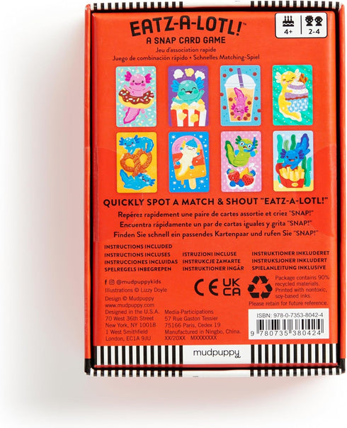 Mudpuppy Eatz-A-Lotl! - Adorable Axolotl SNAP Fast Paced Matching Card Game for Ages 4 and Up
