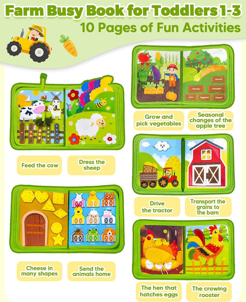 1-3, 1 2 1+ Busy Book for Toddlers Montessori Toys for Year Old Boy Girl Birthday Gifts, Busy Board Educational