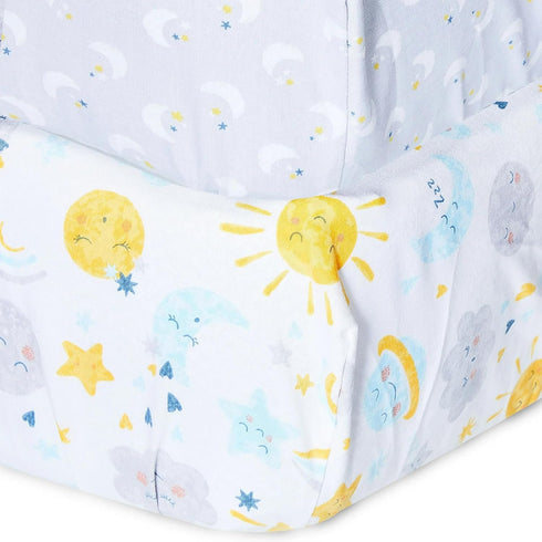 Generic 2-Piece 100% Cotton Fitted Crib Sheets for Baby Star & Moon Print, Soft Breathable Crib Mattress Sheets, Baby