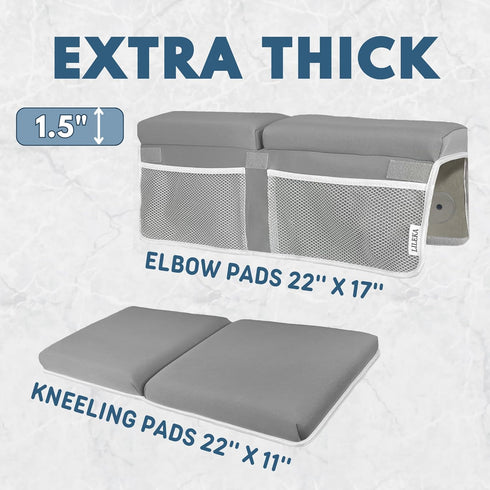 Elbow Set Elbow Baby Bath Kneeler and Rest Pad - Non-Slip Quick Dry Bath Kneeling Pad and Bath Rest Pad with Pockets