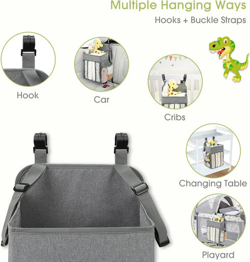 52+ 18.5" 10.5" 8" Maliton Changing Table Diaper Organizer - Baby Hanging Diaper Stacker Nursery Caddy Organizer
