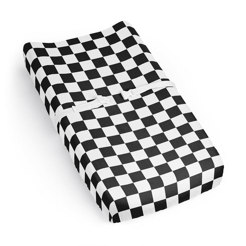 Sweet Jojo Designs Baby Changing Pad Cover Sheet (Black and White Gingham