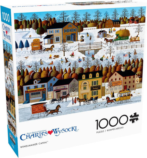 Buffalo Games Charles Wysocki Windjammer Canal 1000 Piece Jigsaw Puzzle for Adults - Finished Size 26.75 x 19.75