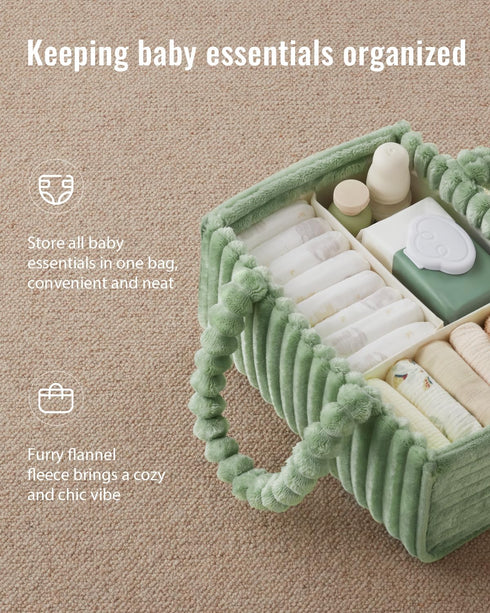 Packaging, Cozy Blissful Diary Flannel Diaper Caddy Organizer, included Gift Nursery Storage Basket, Gift for Baby