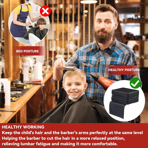 3-10 14.5"x11" HOMBYS Adjustable Salon Booster Seat for Kids Leather Children Cushion for Barber Chair, Cushion