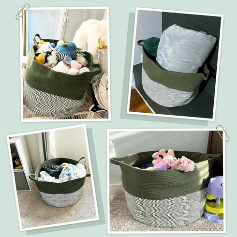 21.7 x13. 8 INDRSSME Large Laundry Storage Basket, - Decorative Rope Blanket Basket for Organizing Bedroom, Living