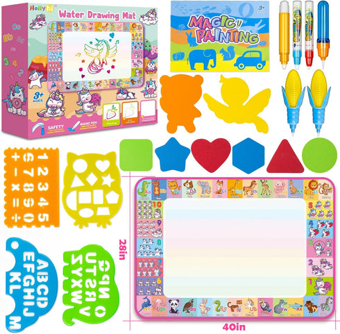 Aqua Water Doodle Mat – Kids Drawing Mat for Age 3-8 – Neon Color Doodle Board Writing Drawing Toys