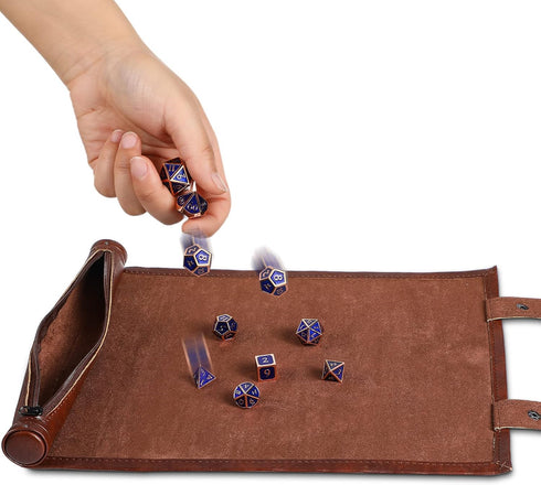 Accessories(Brown,1 Civaner Dice Mat Tray Rolling Mat with Zipper PU Leather Folding Scroll Dice Bag Holder Table