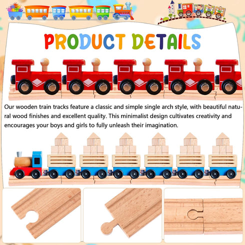 16 Pcs Straight Wooden Tracks Expansion Wood Train Track Connectors and Adapters Male Male Female Female Wood Train