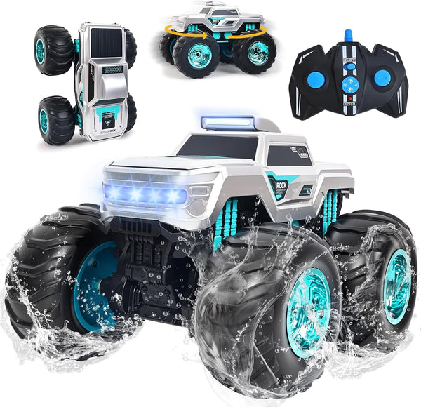Waterproof Amphibious Remote Control Truck for Kids, Gyroscope Self-Balancing Monster Truck with