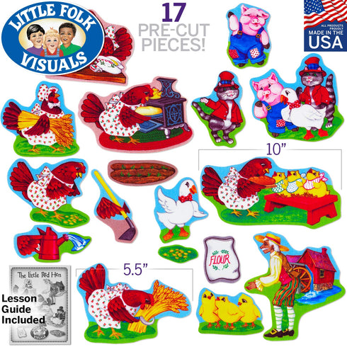 Little Folk Visuals Little Red Hen Precut Flannel/Felt Board Figures, 17 Pieces Set