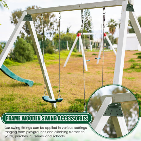 4 Pcs A Frame Bracket for Swing Set, Wooden Swing Accessories with Tools Hardware for Playground Support (Green)