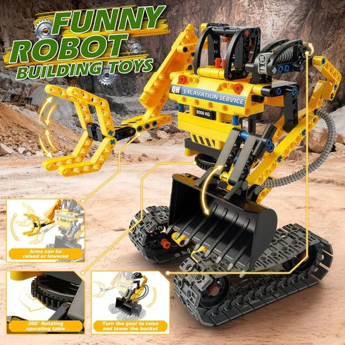 Jumlys 5, 6, 7, 8, 9, 10, 11, 12 2 1 Sets, 344 STEM Building Toy for Kids Boys Girls Age Years Old, in Excavator Robot