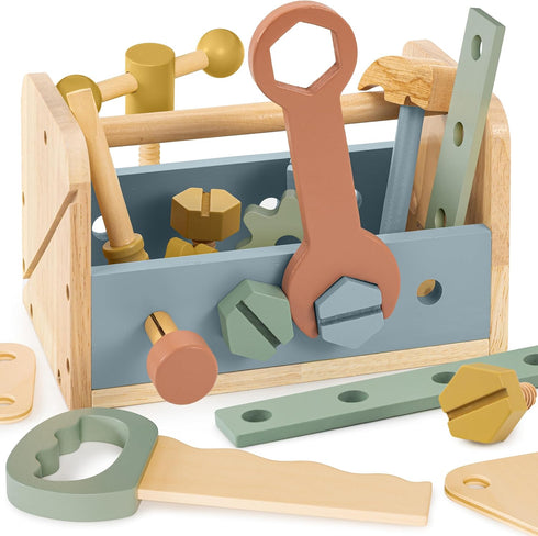 Set Hammer 2-5 30+ Durable Wooden Tool for Toddlers - Montessori Tool Box Kit with for Boys & Girls Years - Fun