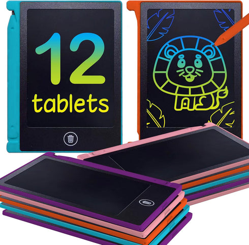 Playtapus Party Favor Mini LCD Writing Tablet for Kids, 12 Pack 4.5 Inch