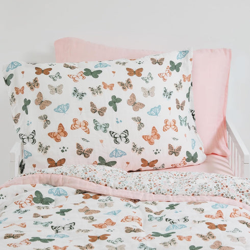2 Pack 2) Little Unicorn Standard Pillowcase | Super Soft & Breathable Muslin Fabric | Snug Envelope Closure | for Crib