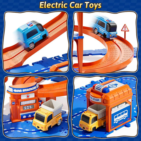 3-5 2-4 59PCS Set 2 Toddler Puzzle Race Cars Track Toys for Kids Age Years, Puzzles Car Track Includes Cars and Road