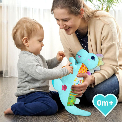 Ryotagift 0-3-6-9-12 Tummy Baby Dino Musical Stuffed Animal Toys for MonthsInfant Dinosaur Time Toys with Crinkle Sound