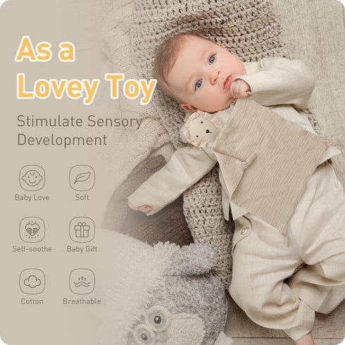 Premium Soft Muslin Cotton Lion Loveys Soft & Breathable Newborn Security Blanket, for Baby Boy Girl, Gender Neutral.