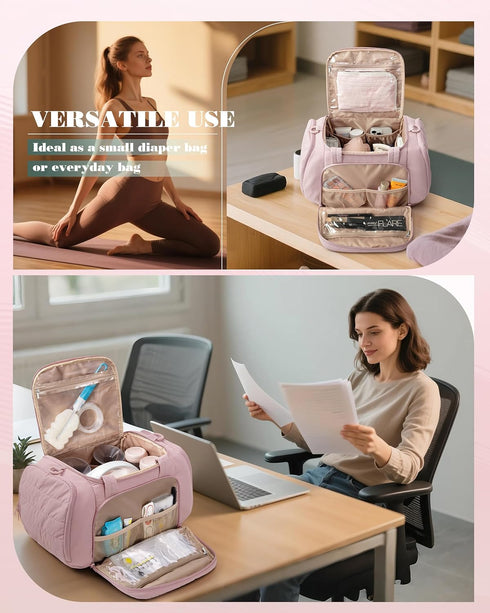 S1 S2, Marscamd Quilted Breast Pump Bag Compatible with Spectra and Pumping Bag with Cooler Compartment and a Drying