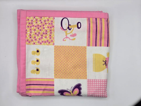 Generic Handmade Baby Receiving Blanket, Pink and Yellow Squares Printed Pattern, Snuggle Flannel.