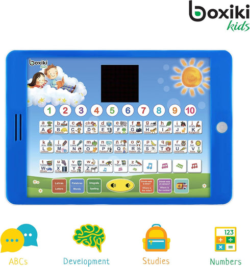 Boxiki Kids Spanish-English Learning Bilingual Tablet Educational Toy with LED Screen Display