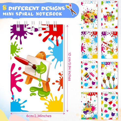24 Pieces Mini Notebooks, Art Painting Party Favors, Spiral Notepads for Kids Paint Birthday Party Classroom Rewards