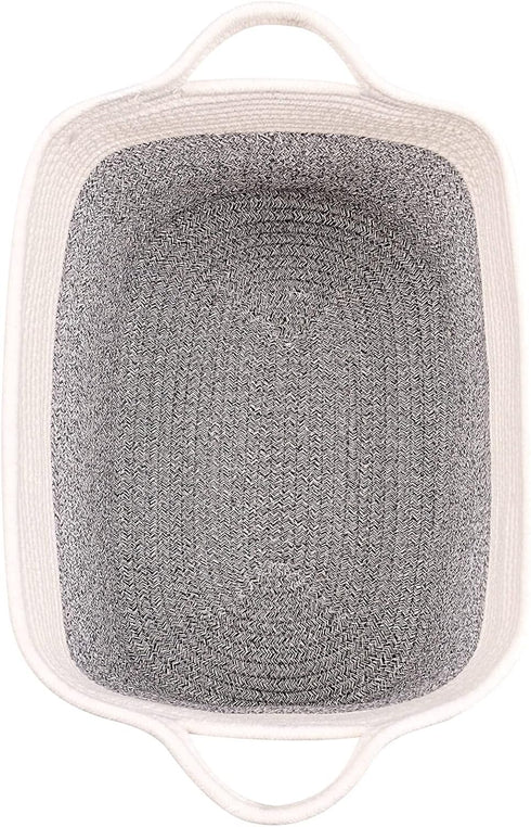 Decorative Cube Storage Bin, Tall Laundry Basket with Handles for Organizing Kids Cloth, Soft Woven Collapsible Yarn