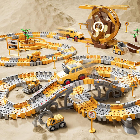 299 6 Playset 3 4 5 6 iHaHa PCS Construction Race Tracks Boys Toys, PCS Engineering Cars and Flexible Race Track Create