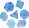 UDIXI 7PCS Polyhedral Dice Set for Dungeons and Dragons, D&D with Glitter and Cyan Swirls (Purple Cyan)