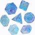 UDIXI 7PCS Polyhedral Dice Set for Dungeons and Dragons, D&D with Glitter and Cyan Swirls (Purple Cyan)