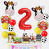 Cow Balloons for 2nd Birthday Party Decorations | Large Number 2 Balloon | Cow Print Barnyard Balloon Supplies