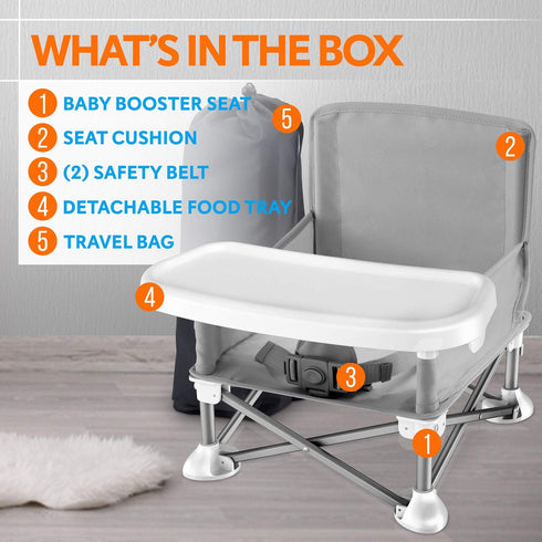 SLBS66, 6 Set Serene Life Baby Seat Booster -Space Saver Toddler Booster Seat - Portable Pop and open Sit Folding