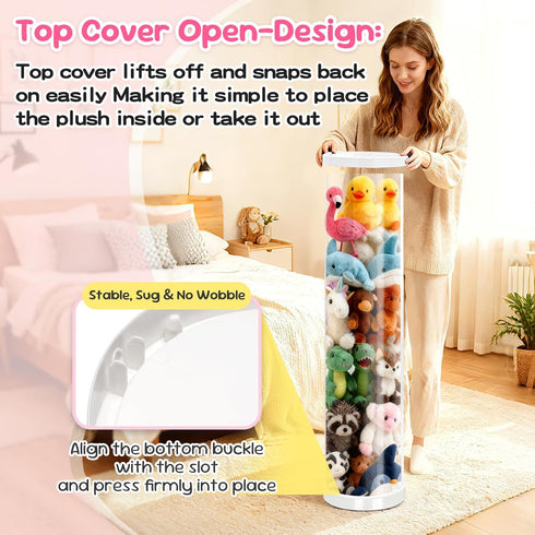 47x11 Inch Stuffed Animal Storage Tube, Large Capacity Toy Storage Organizer with Zipper - Easy Assembly & Space Saving