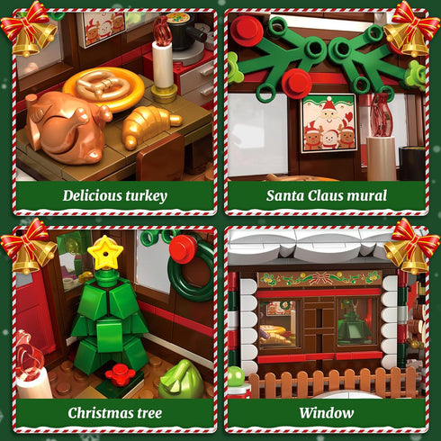 PleyWalden 12+ Set 1288Pcs Christmas Gingerbread House Building Block for Girls Age with LED Lights, Christmas Village