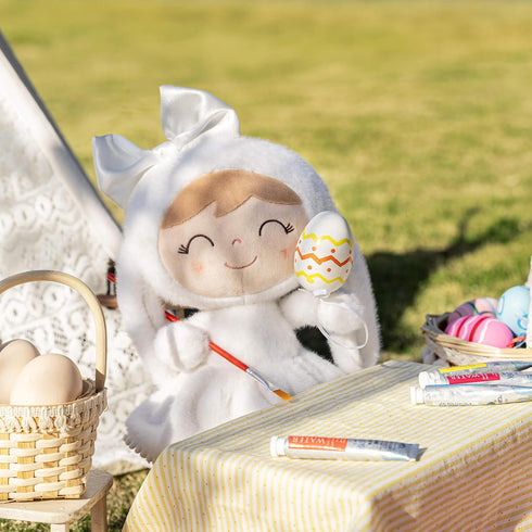 Gloveleya Baby Girl Gift Plush Bunny Doll - First Baby Doll for Toddlers, White 12 Inches