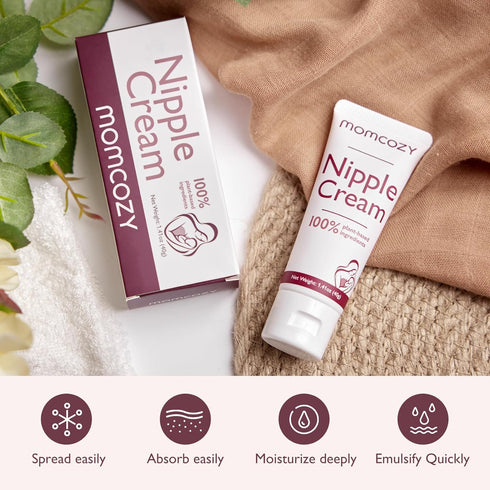 Momcozy 1.41 oz Nipple Cream Safe for Breastfeeding, No Wipe Off Lanolin-Free Nipple Balm, Soothing Cream