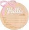 BEADED Hello World Birth Announcement - Bow Baby Girl Announcement Sign,Hello World Baby