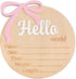 BEADED Hello World Birth Announcement - Bow Baby Girl Announcement Sign,Hello World Baby