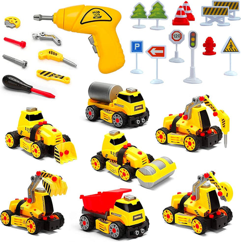 7-in-1 Set 38 MOBIUS Toys Take-Apart Truck Construction STEM Building Toy w/Drill, Lights & Sounds Buildable Dump