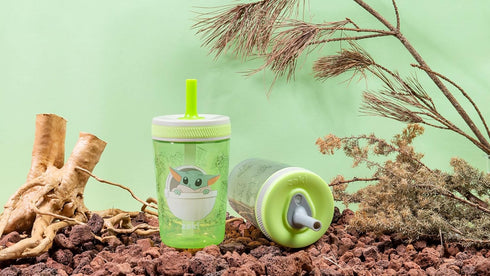 Zak Designs Star Wars The Mandalorian Kelso Toddler Cups, 15oz 2-Pack Durable Plastic Sippy Cups (Baby Yoda, Grogu)