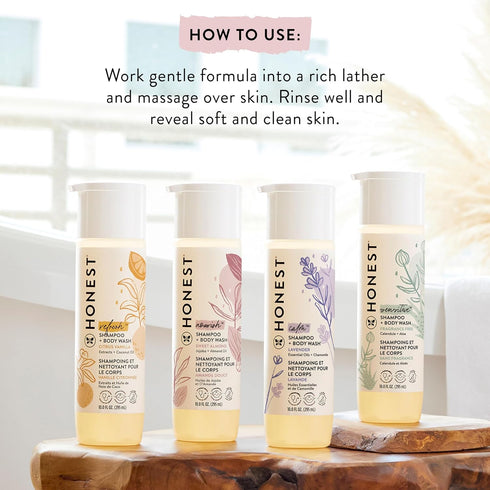 The Honest Company 2-in-1 Cleansing Shampoo + Body Wash, 18 fl oz, Gentle for Baby, Naturally Derived, Tear-free