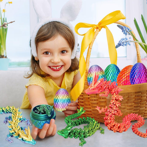6PCS 3D 3D Set (6pc-a) JOD Printed Dragon Eggs with Dragon Inside Articulated Fidget Toys, Easter Dragon Eggs, Mystery