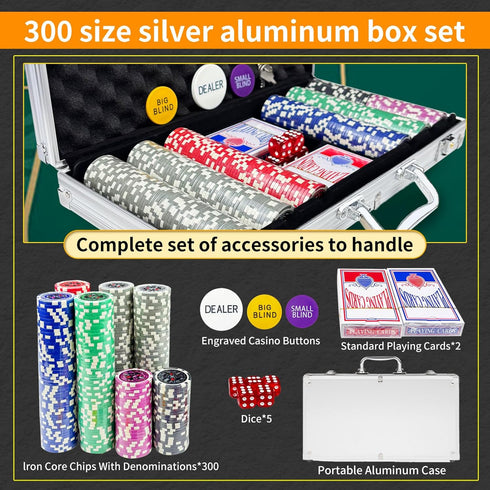 AIBETOMG Set Case,11 Set Poker Chips with Numbers,Poker Chips with Aluminum Travel Gram Casino Poker for Texas Holdem