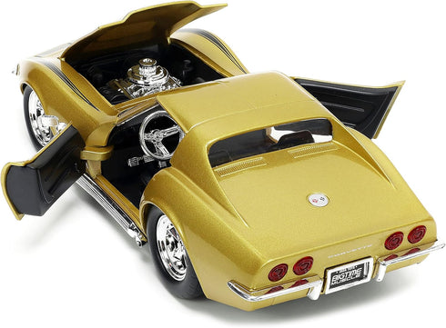 1:24 1969 ZL-1 Jada Toys Big Time Muscle Chevy Corvette Stingray Die-cast Car Gold, Toys for Kids and Adults