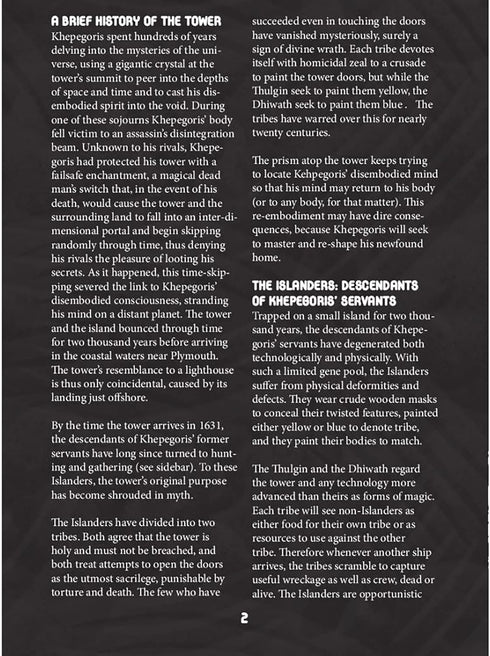 The Obsidian Anti-Pharos - RPG Booklet, 24 Page Black & White A5-Sized Booklet for Occult Mystery in 1631