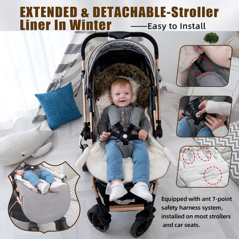 LAT Baby Warm Bunting Bag Universal,Extended and Removable,Stroller Sleeping Bag Cold Weather,Waterproof Toddler