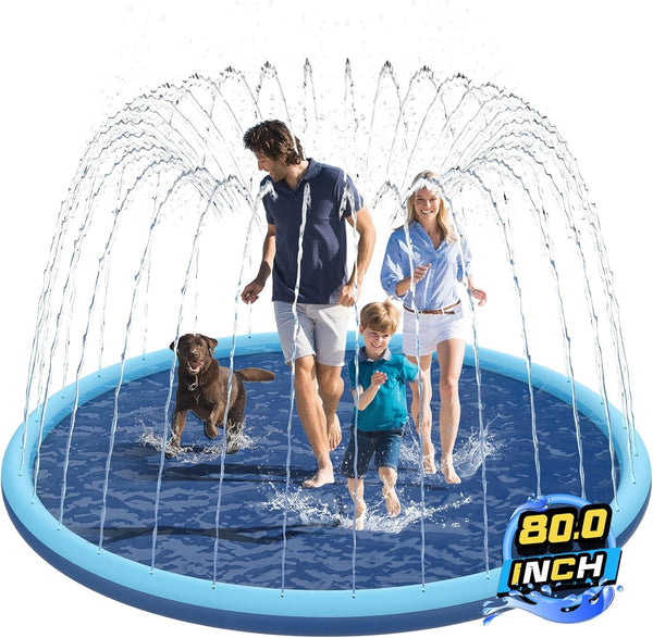 Non-Slip Splash Pad for Kids and Dog, 80" Extra Large Baby Play